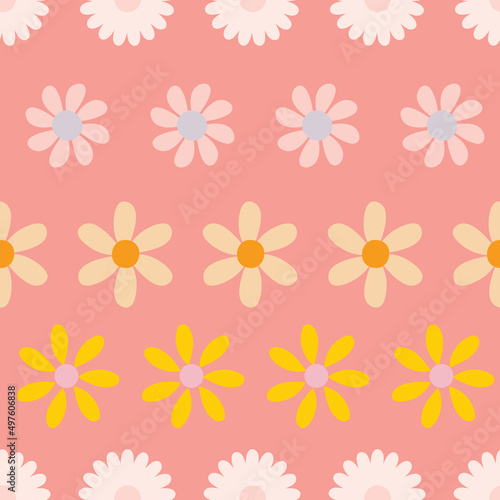 horizontal mod flowers seamless vector pattern