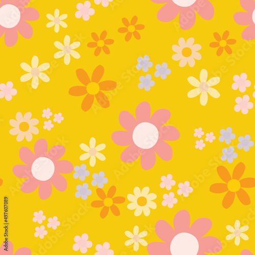 yellow floral seamless vector pattern