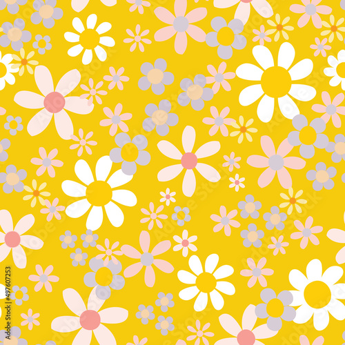 yellow floral medley seamless vector pattern © Molly's Motifs