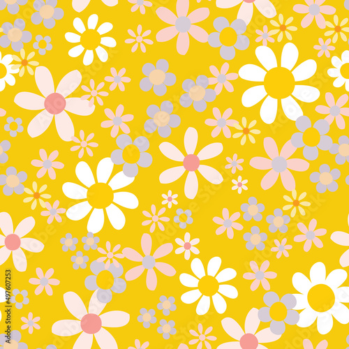 Wallpaper Mural yellow floral medley seamless vector pattern Torontodigital.ca