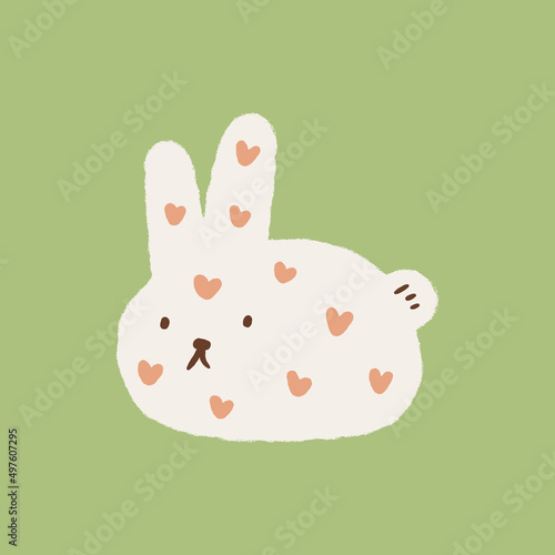Vector cartoon baby girl rabbit, little Easter cute bunny childish illustration