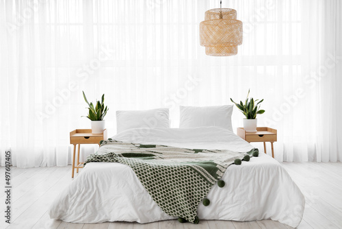 Comfortable bed, nightstand...