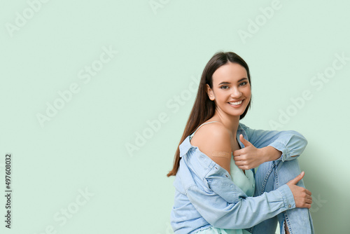 Young woman with applied me...