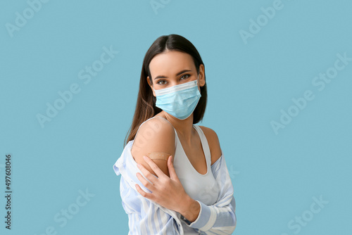 Young woman in mask with ap...