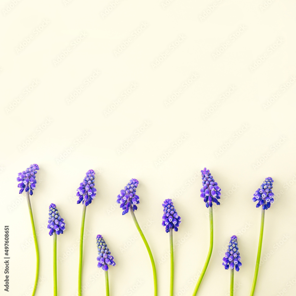 Spring creative layout with flowers and copy space on a beige background. Retro fashion aesthetic concept from the 80s or 90s. Minimal idea. Spring creative layout with flowers and copy space on a beige background. Retro fashion aesthetic concept from the 80s or 90s. Minimal idea.
