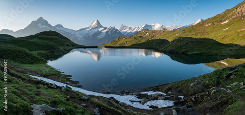 alpine lake Bachalpsee near Grindelwald in the swiss alps
