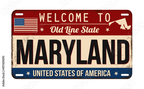 Welcome to Maryland vintage rusty license plate