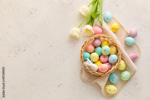 Basket with painted Easter ...