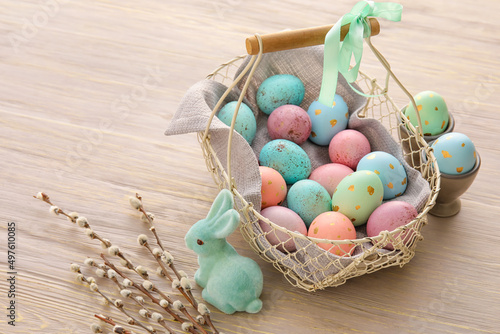 Basket with painted Easter ...