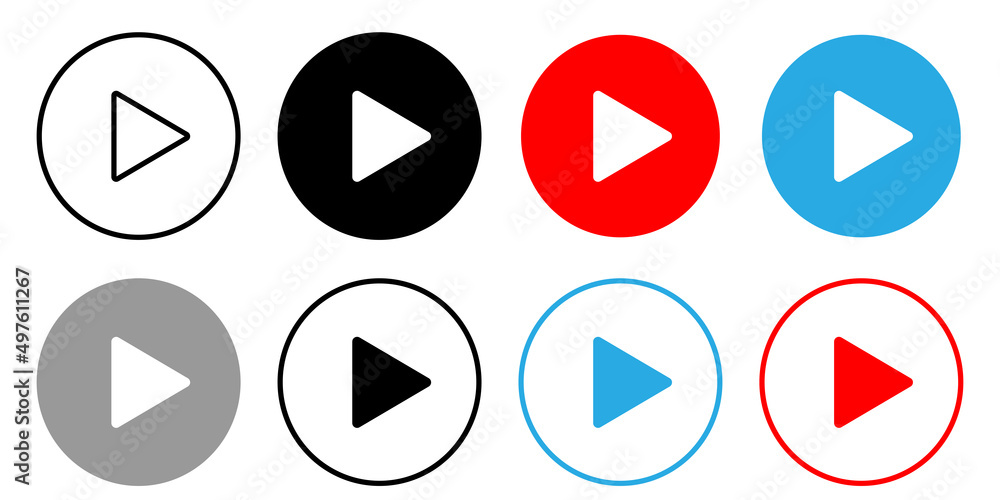 Play flat button vector icons. Vector isolated eps10 Play flat button vector icons. Vector isolated eps10