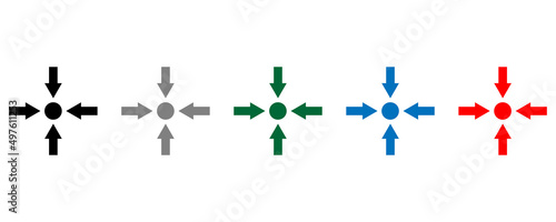 Icons of 4 arrows of different colors indicate a circle in the center. eps10