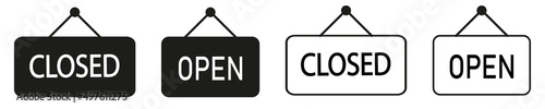 Open Closed. Flat illustration on white background. eps10