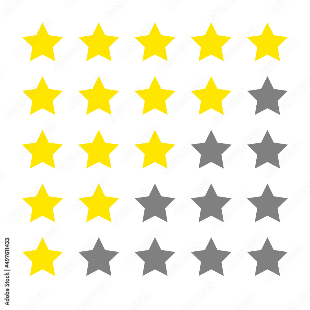 Ratings template. Stars rating isolated on white background. Vector, eps 10. Ratings template. Stars rating isolated on white background. Vector, eps 10.