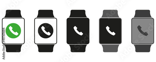 Set of smart watches with phone sign. vector isolated illustration