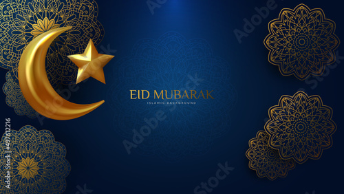 Elegant eid mubarak islamic background with arabesque mandala