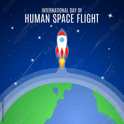 International day of human space flight vector illustration. Suitable for Poster, Banners, campaign and greeting card. 