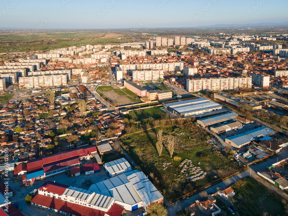 Aerial view of Stolipinovo neighborhood in Plovdiv, Bulgaria