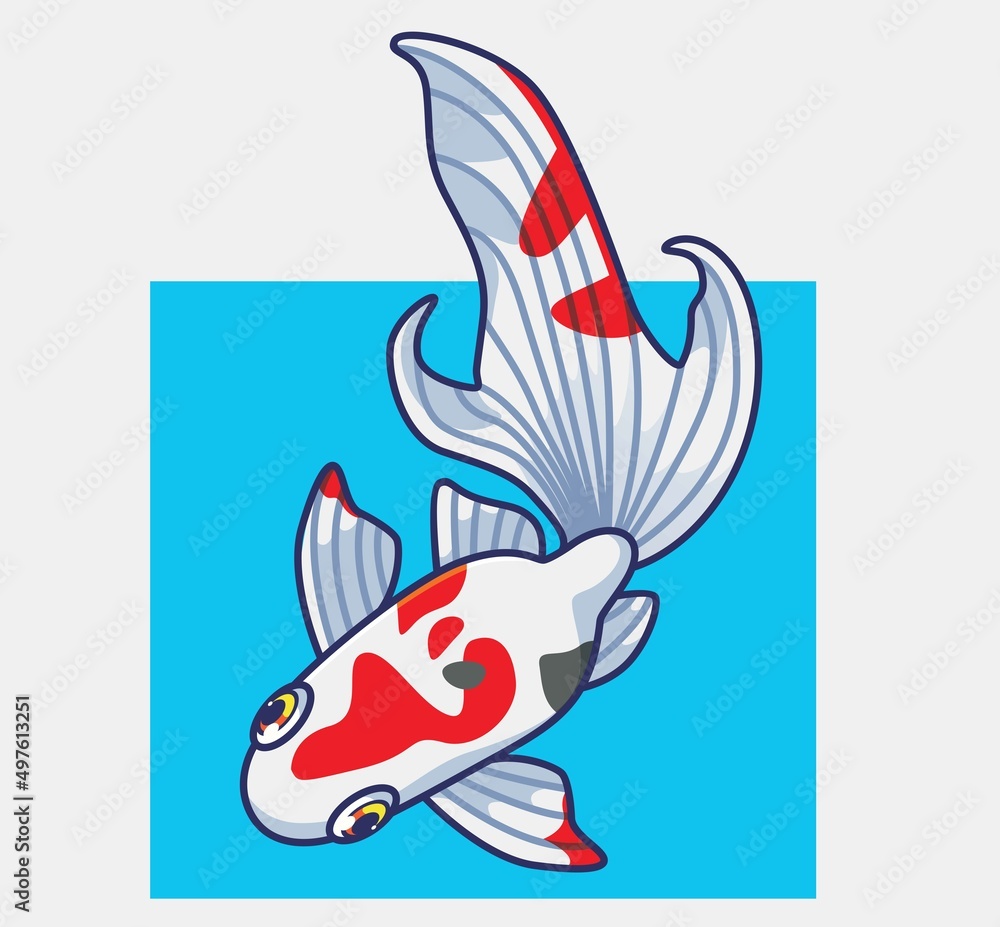cute gold fish white. isolated cartoon animal illustration. Flat Style Sticker Icon Design Premium Logo vector. Mascot Character cute gold fish white. isolated cartoon animal illustration. Flat Style Sticker Icon Design Premium Logo vector. Mascot Character