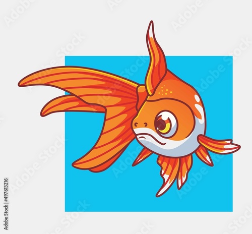cute gold fish orange. isolated cartoon animal illustration. Flat Style Sticker Icon Design Premium Logo vector. Mascot Character
