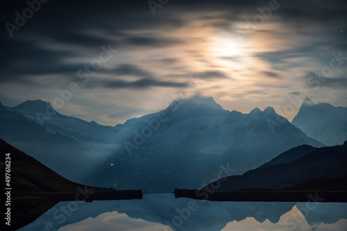 full moon light at Bachalpsee near Grindelwald