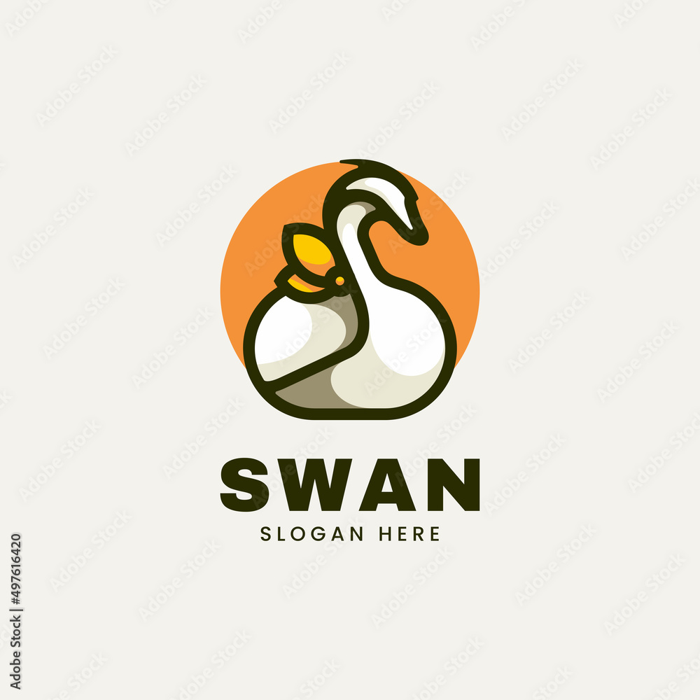 Vector Logo Illustration Swan Simple Mascot Style. Vector Logo Illustration Swan Simple Mascot Style.