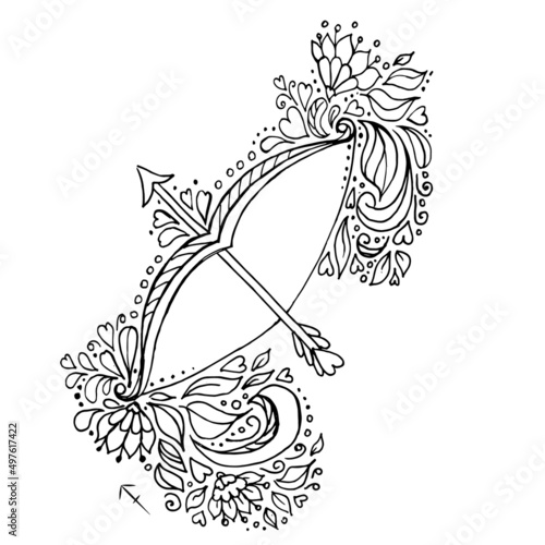 draw the outline of the zodiac sign Sagittarius in colors