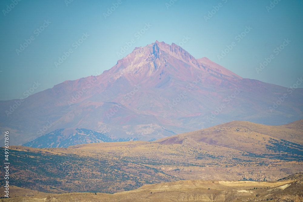 Landscape of Mount Erciyes in Turkey during a sunny summer day
