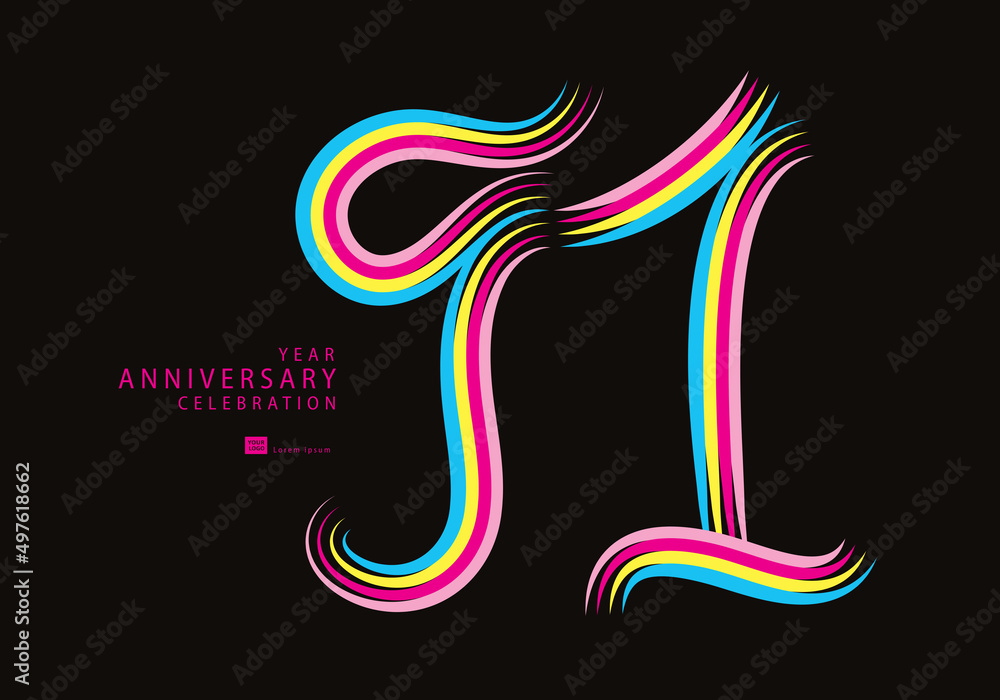 91 years anniversary celebration logotype colorful line vector, 91th birthday logo, 91 number, Banner template, vector design template elements for invitation card and poster.