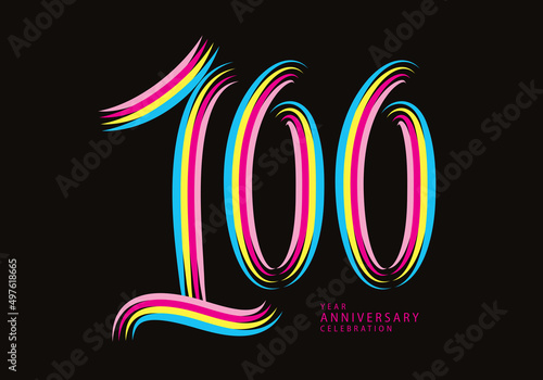 100 years anniversary celebration logotype colorful line vector, 100th birthday logo, 100 number, Banner template, vector design template elements for invitation card and poster.
