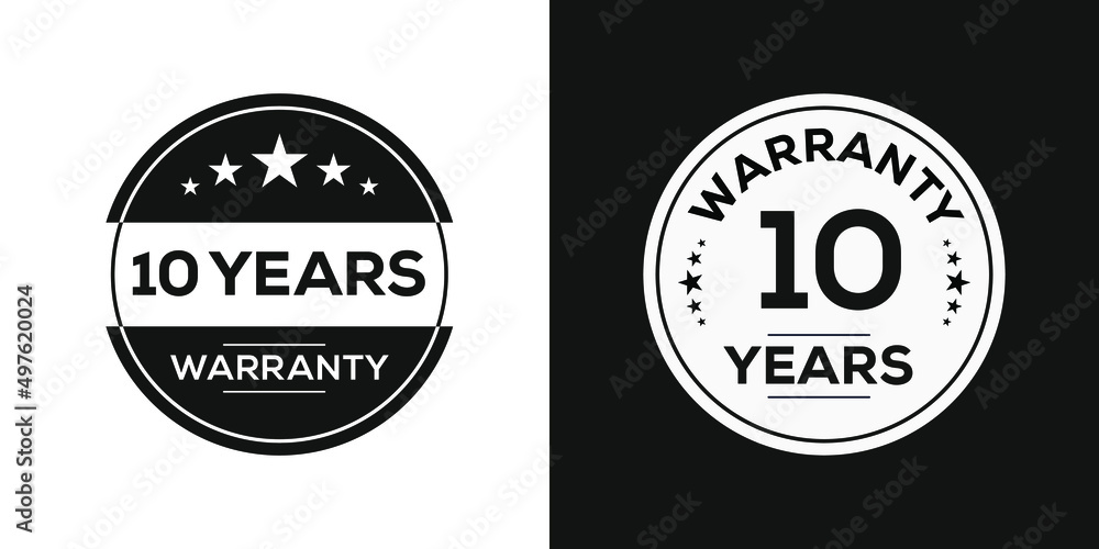 Fototapeta premium 10 years warranty seal stamp, vector label.
