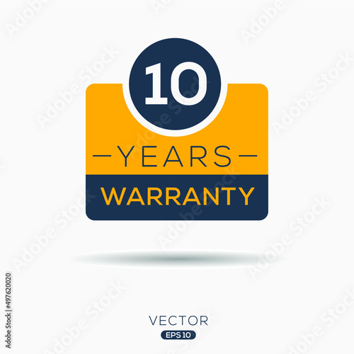 10 years warranty seal stamp, vector label.