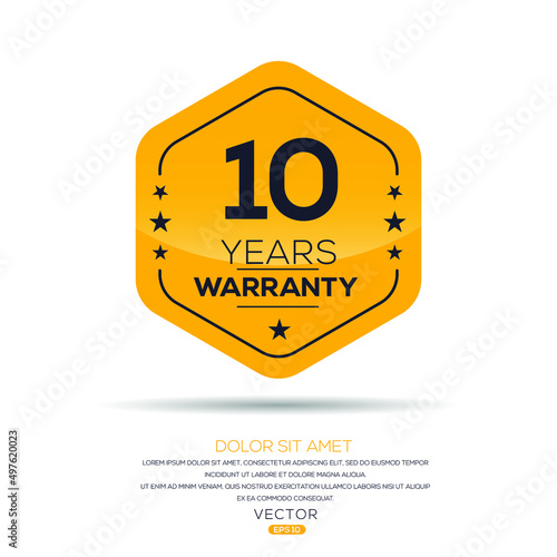 10 years warranty seal stamp, vector label.
