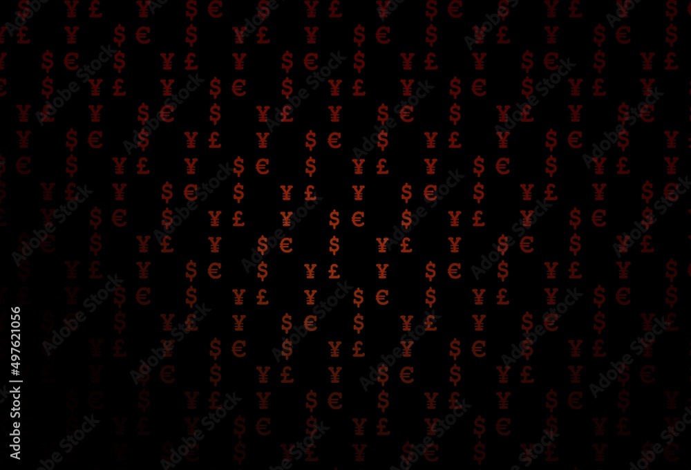 Dark red vector pattern with EUR, USD, GBP, JPY. Dark red vector pattern with EUR, USD, GBP, JPY.