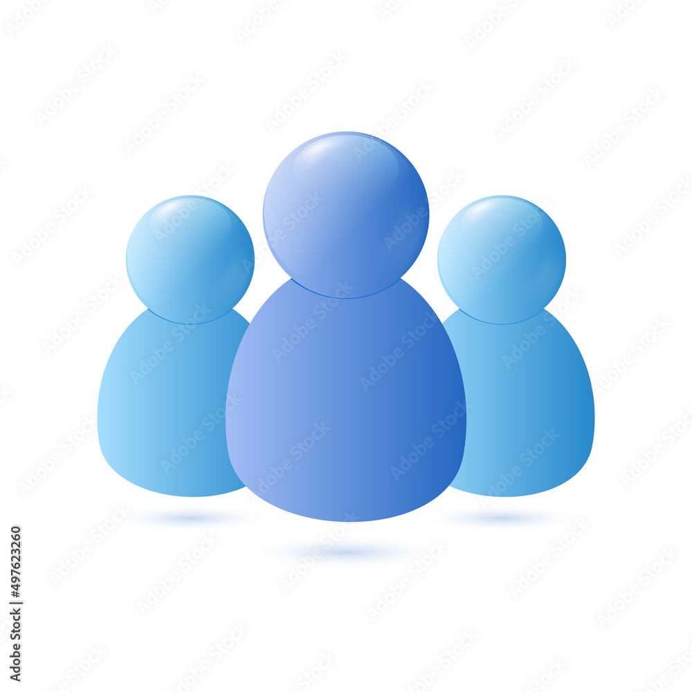 Three people icon 3d style logo vector illustration Three people icon 3d style logo vector illustration