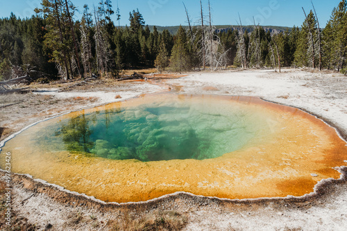 Hot springs in  Yellowstone National Park. photo