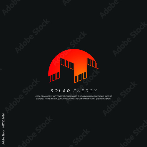 Solar Energy Logo Design Vector. Abstract Logo Concept Template for Solar Energy Power Company with Abstract Sun Icon. 