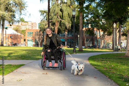 Differently Abled Woman Walks Dog