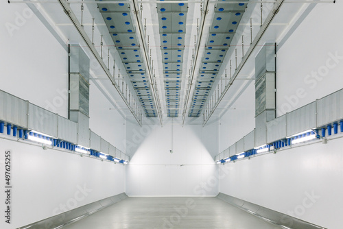 Interior of modern refrigerated storage room
