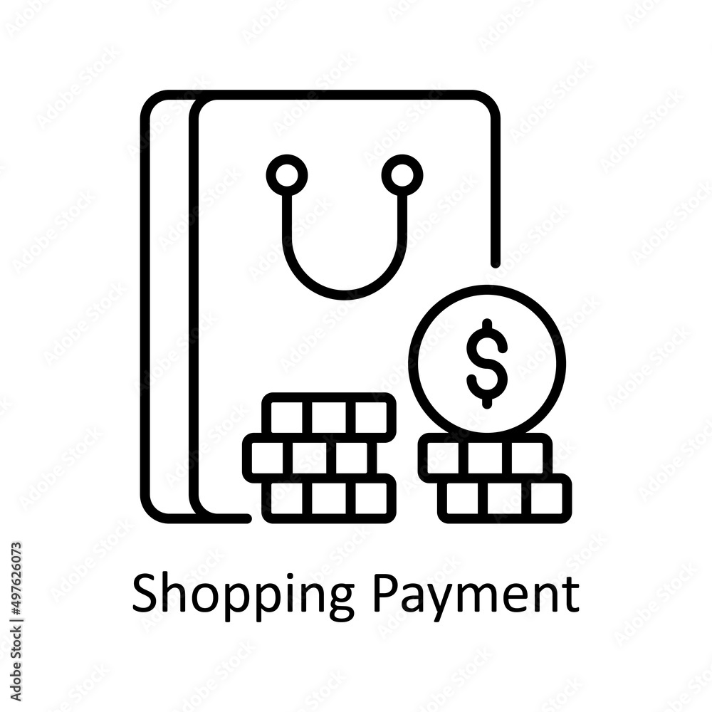 Shopping Payment vector outline icon for web isolated on white background EPS 10 file