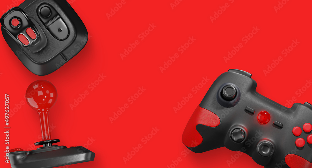 Video game and joystick background. 3d illustration Video game and joystick background. 3d illustration