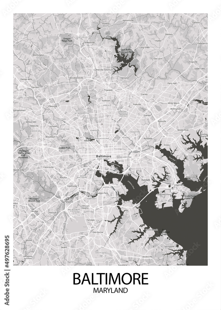 Poster Baltimore Maryland Map Road Map Illustration Of Baltimore 1000 F 497628695 Qljh8AhdenXR7IdqanHrpUmzGre6jB8n 