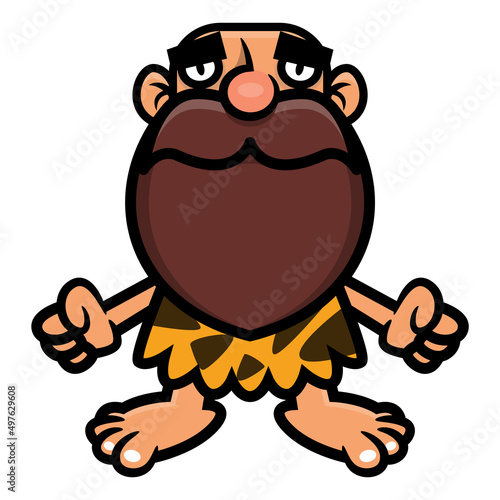 Cartoon illustration of cavemen wearing clothes made of leopard skin, best for mascot, logo, and sticker with primordial themes