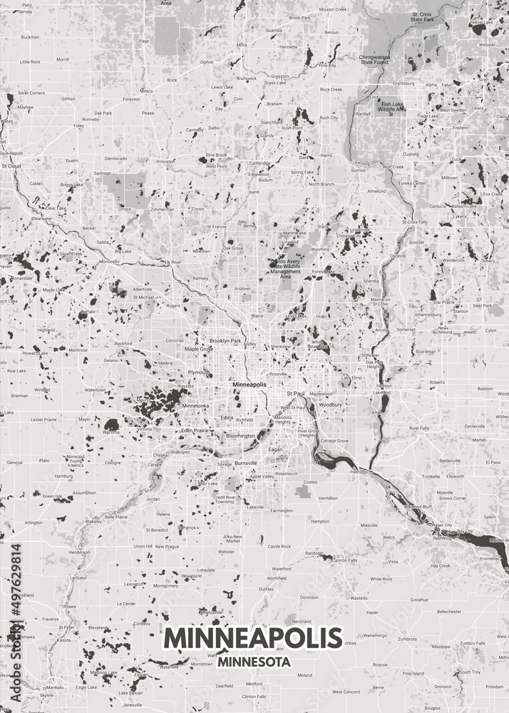 Poster Minneapolis Minnesota map. Road map. Illustration of
