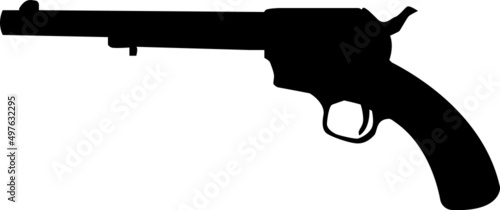 gun revolver icon on white background. western handgun sign. vintage pistol silhouette. flat style.