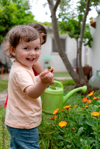 Little girls gardening