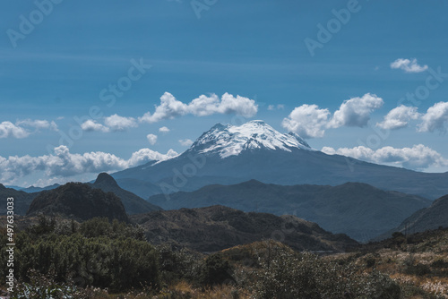 Antisana volcano located in the Andes mountain range in the highlands of Ecuador in South America
