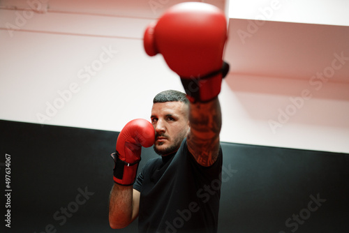 Boxer training in gym. photo