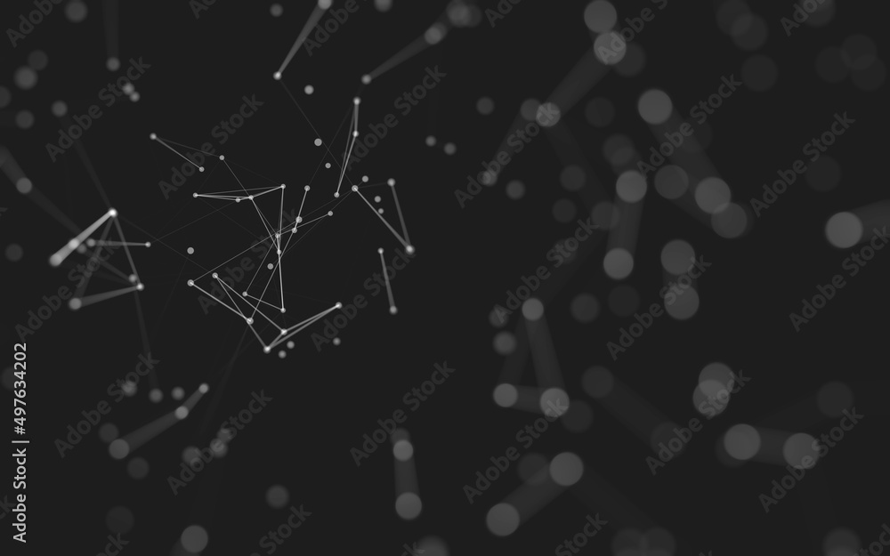 Fototapeta premium Abstract background. Molecules technology with polygonal shapes, connecting dots and lines. Connection structure. Big data visualization.