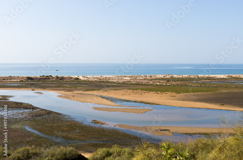 View of the sea coast, Ria Formosa natural park, Algarve