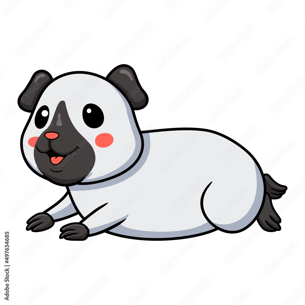 Naklejka premium Cute little siamese guinea cartoon